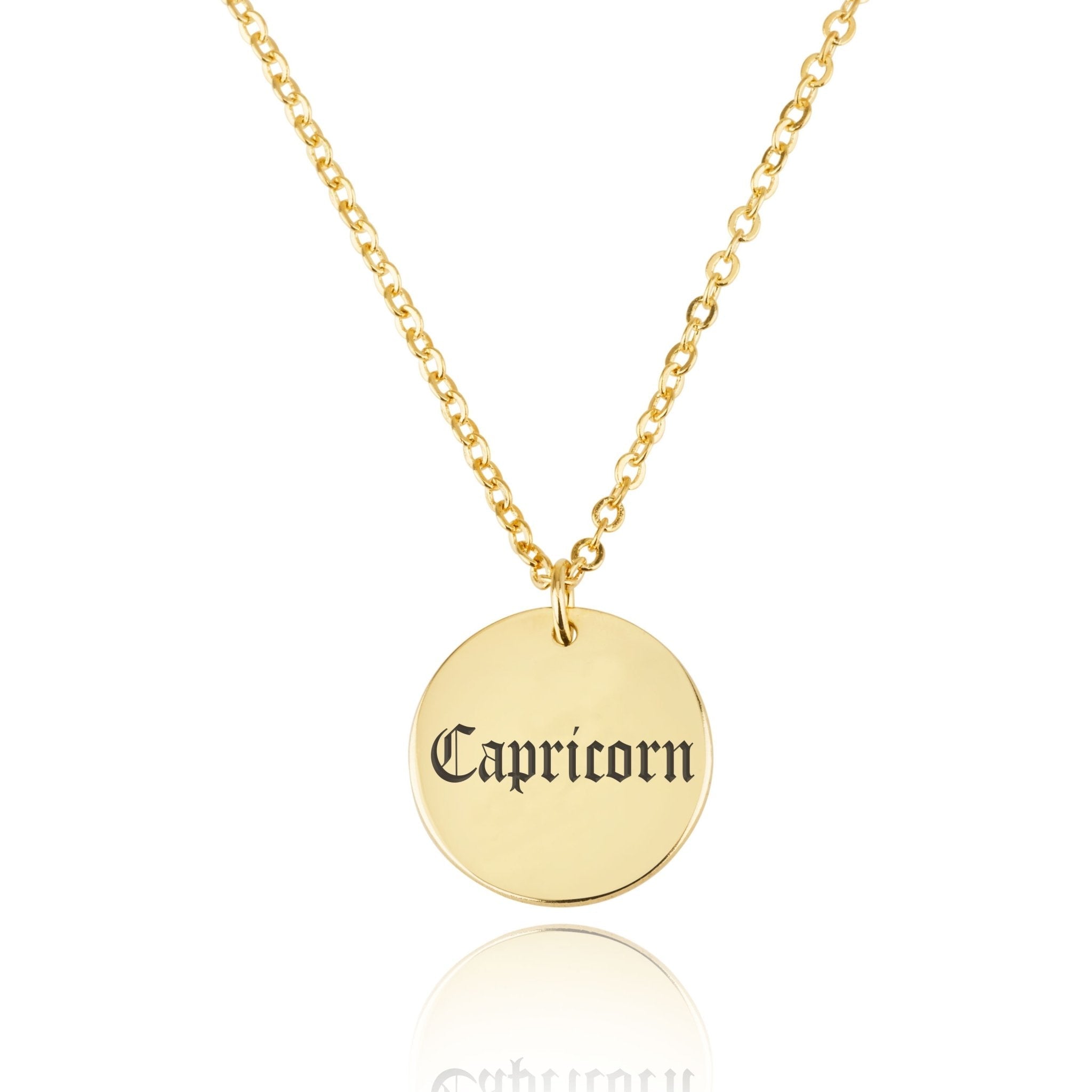 Capricorn Script Disk Necklace La Vie Bien Capricorn Script Disk Necklace