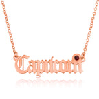 Capricorn Script Necklace With Swarovski Birthstone