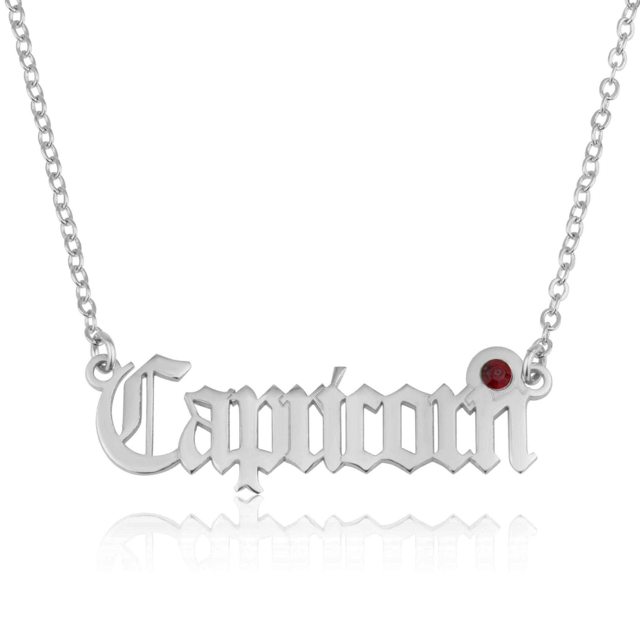 Capricorn Script Necklace With Swarovski Birthstone La Vie Bien Capricorn Script Necklace With Swarovski Birthstone