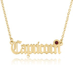Capricorn Script Necklace With Swarovski Birthstone La Vie Bien Capricorn Script Necklace With Swarovski Birthstone