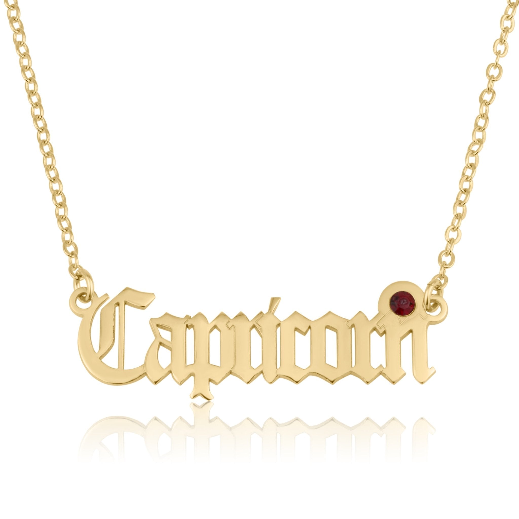 Capricorn Script Necklace With Swarovski Birthstone La Vie Bien Capricorn Script Necklace With Swarovski Birthstone
