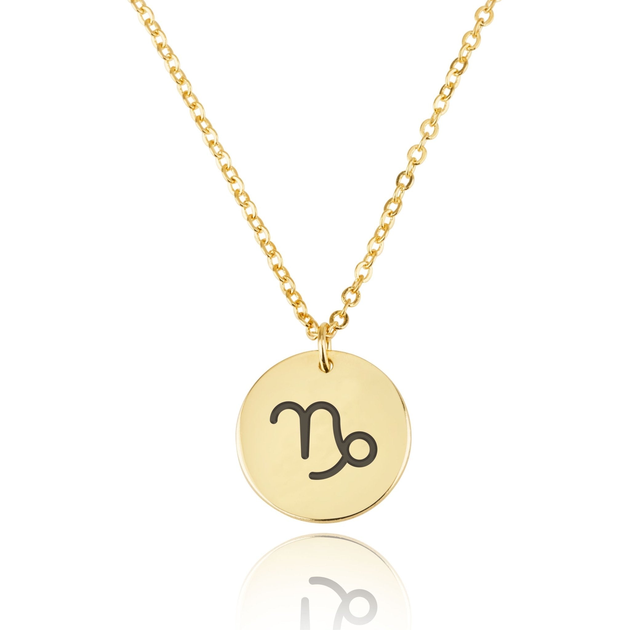 Capricorn Zodiac Sign Disk Necklace La Vie Bien Capricorn Zodiac Sign Disk Necklace