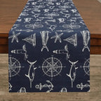 Captain's Quarters Table Runner 72"L Nautical Navy Print Soft Goods La Vie Bien Captain's Quarters Table Runner 72"L Nautical Navy Print