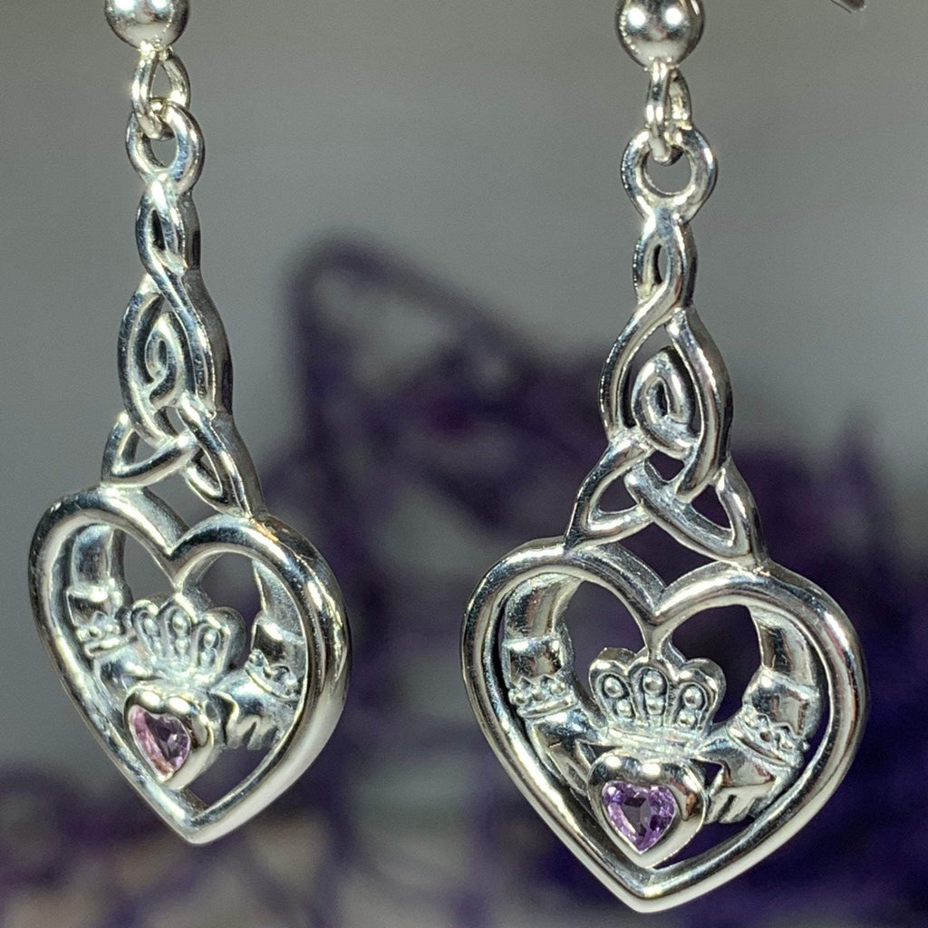 Careena Irish Claddagh Earrings in Sterling Silver Dangle Earrings La Vie Bien Careena Irish Claddagh Earrings in Sterling Silver