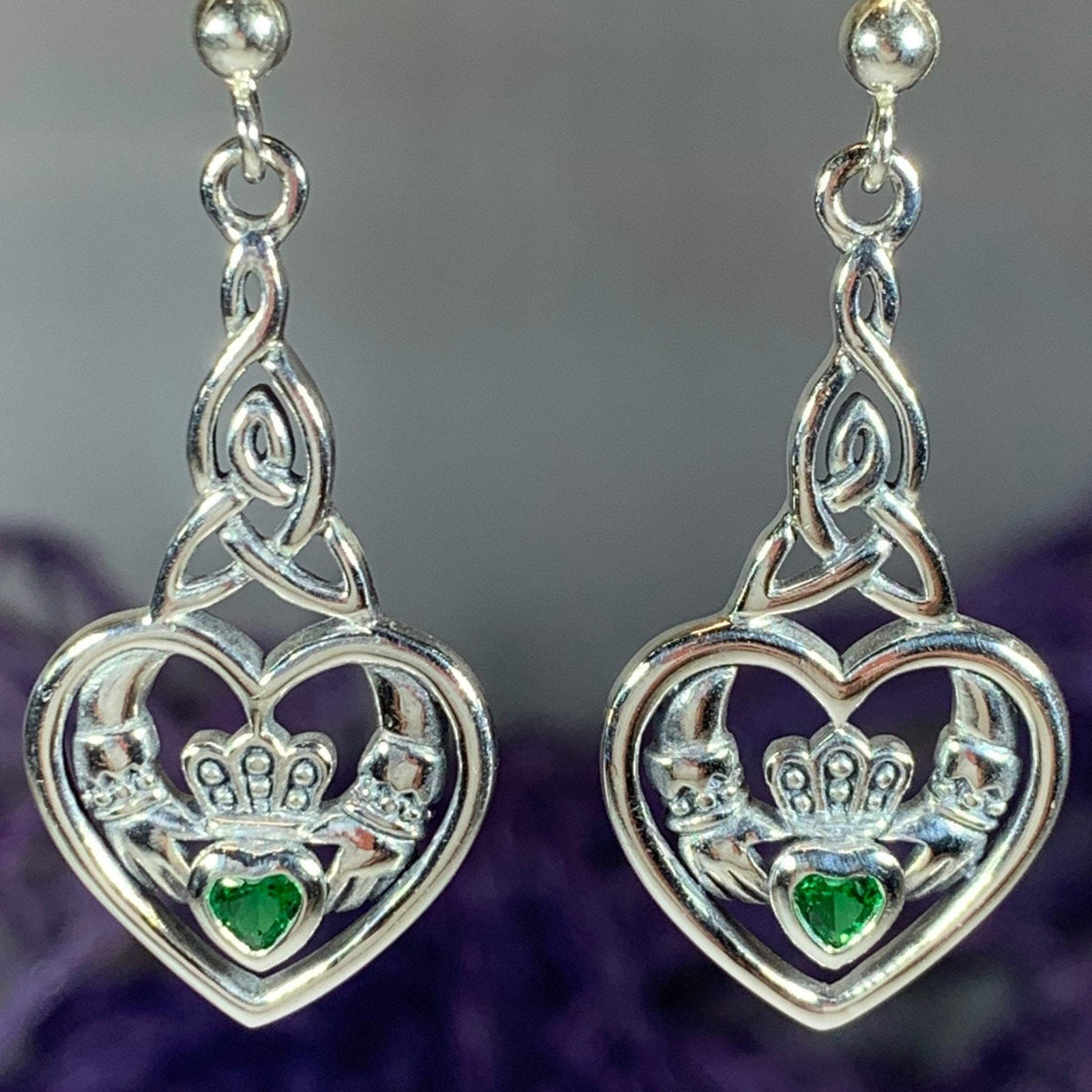 Careena Irish Claddagh Earrings in Sterling Silver Dangle Earrings La Vie Bien Careena Irish Claddagh Earrings in Sterling Silver