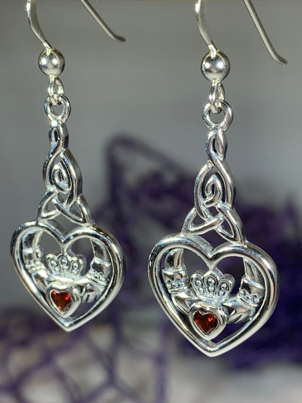 Careena Irish Claddagh Earrings in Sterling Silver Dangle Earrings La Vie Bien Careena Irish Claddagh Earrings in Sterling Silver