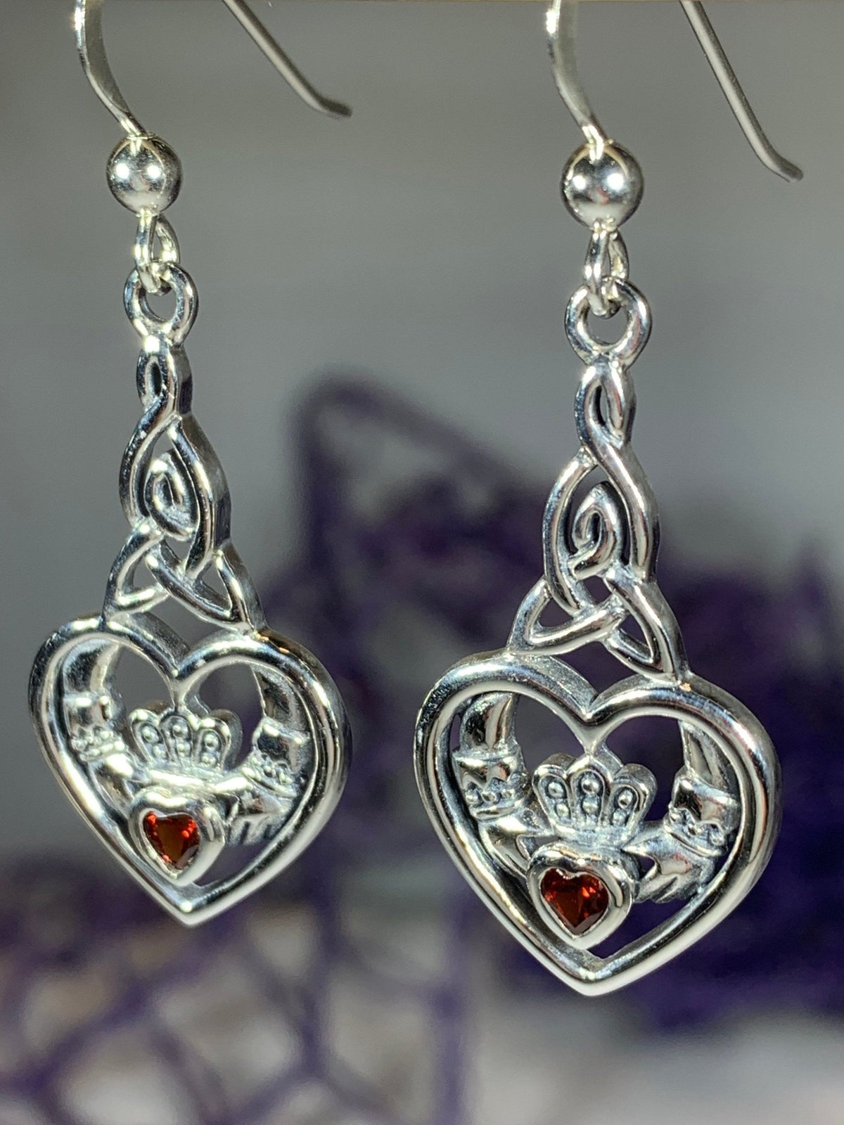 Careena Irish Claddagh Earrings in Sterling Silver Dangle Earrings La Vie Bien Careena Irish Claddagh Earrings in Sterling Silver