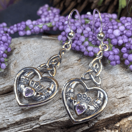 Careena Irish Claddagh Earrings in Sterling Silver Dangle Earrings La Vie Bien Careena Irish Claddagh Earrings in Sterling Silver