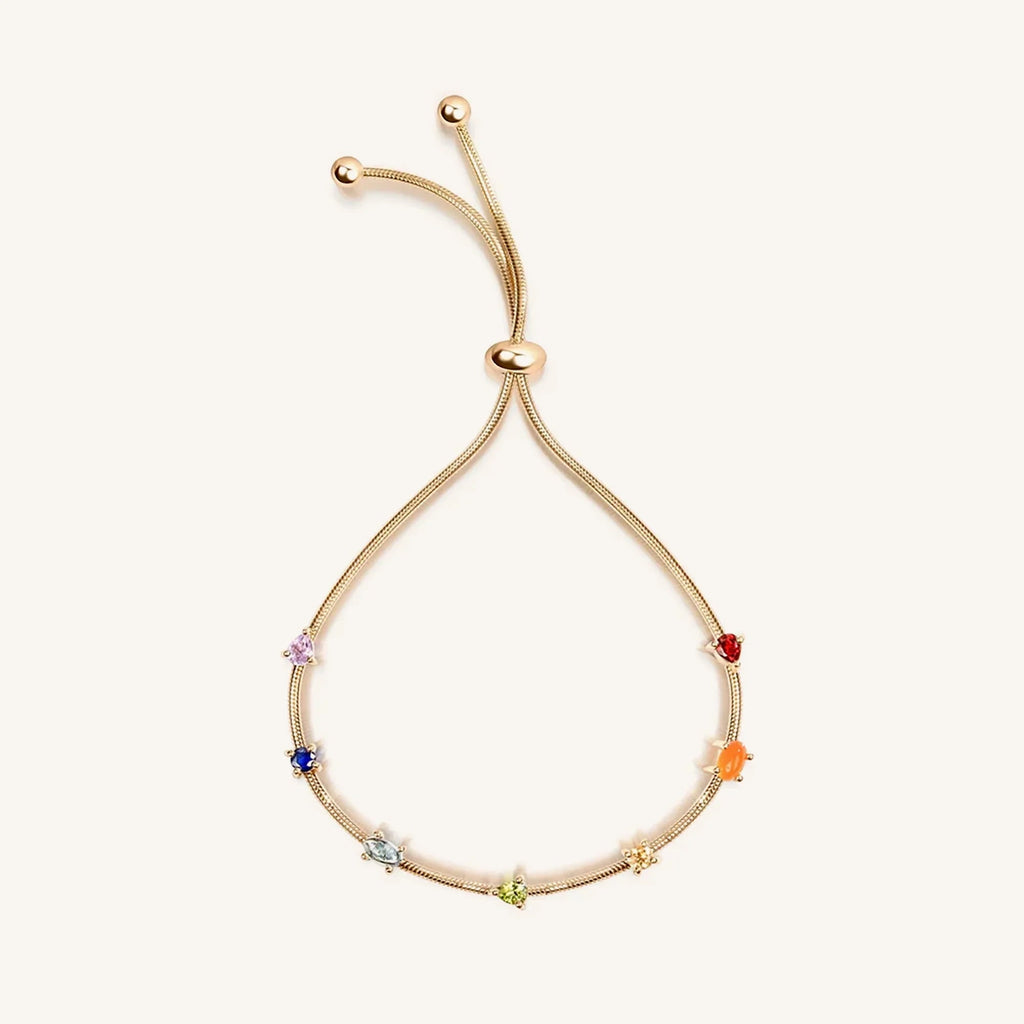 Careful Alignment - Gold Plated 7 Stones Chakra Bracelet Bracelets - Womens La Vie Bien Careful Alignment - Gold Plated 7 Stones Chakra Bracelet