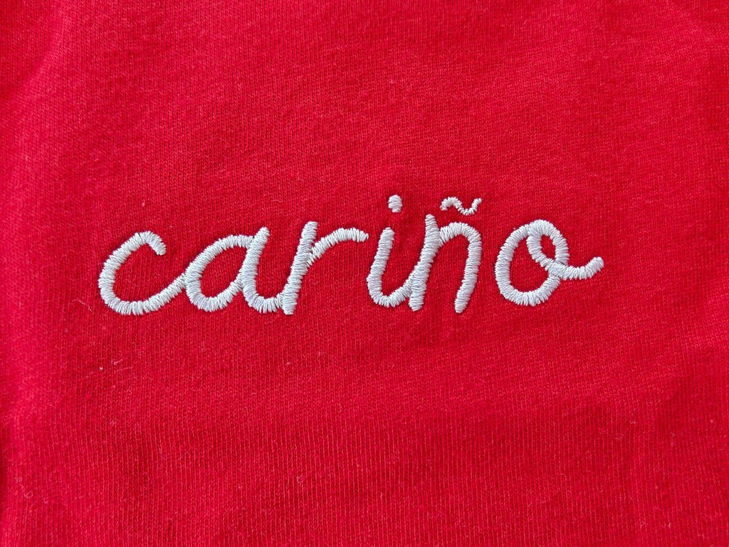 Cariño (sweetheart ) Spanish embroidered Spanish Baby jersey bodysuit, minimalist baby clothing gifts Baby bodysuit La Vie Bien Cariño (sweetheart ) Spanish embroidered Spanish Baby jersey bodysuit, minimalist baby clothing gifts