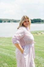 The Christine Shirt Dress in Lavender Taffy by Carla Kiley Collection