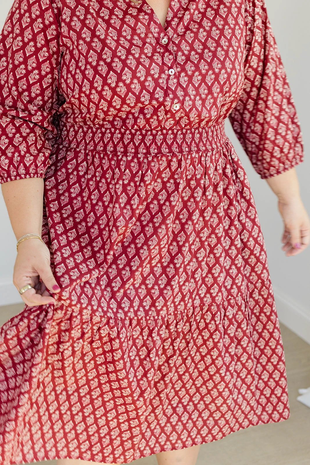The Francesca Midi Dress in Spiced Merlot by Carla Kiley Collection