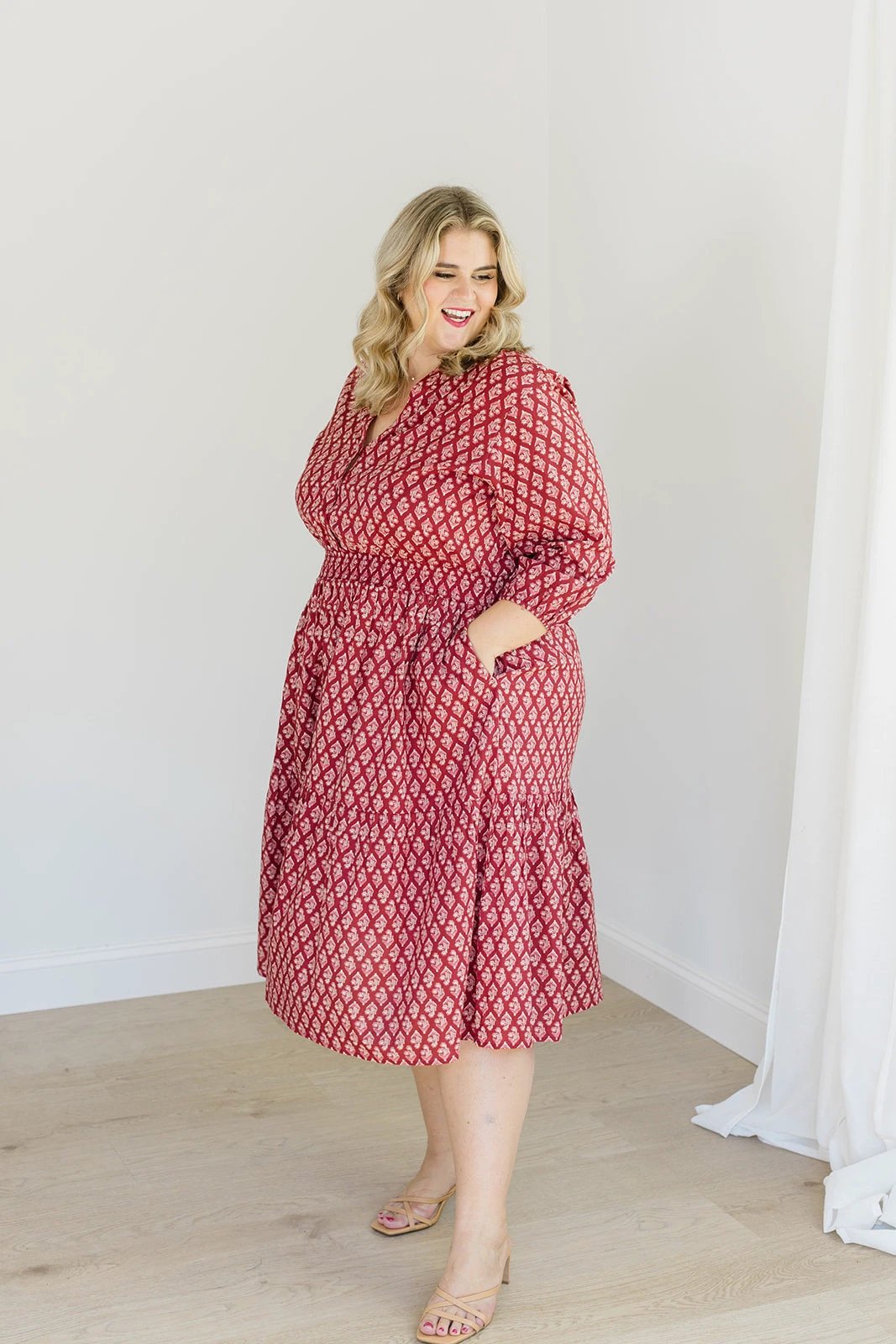 The Francesca Midi Dress in Spiced Merlot by Carla Kiley Collection