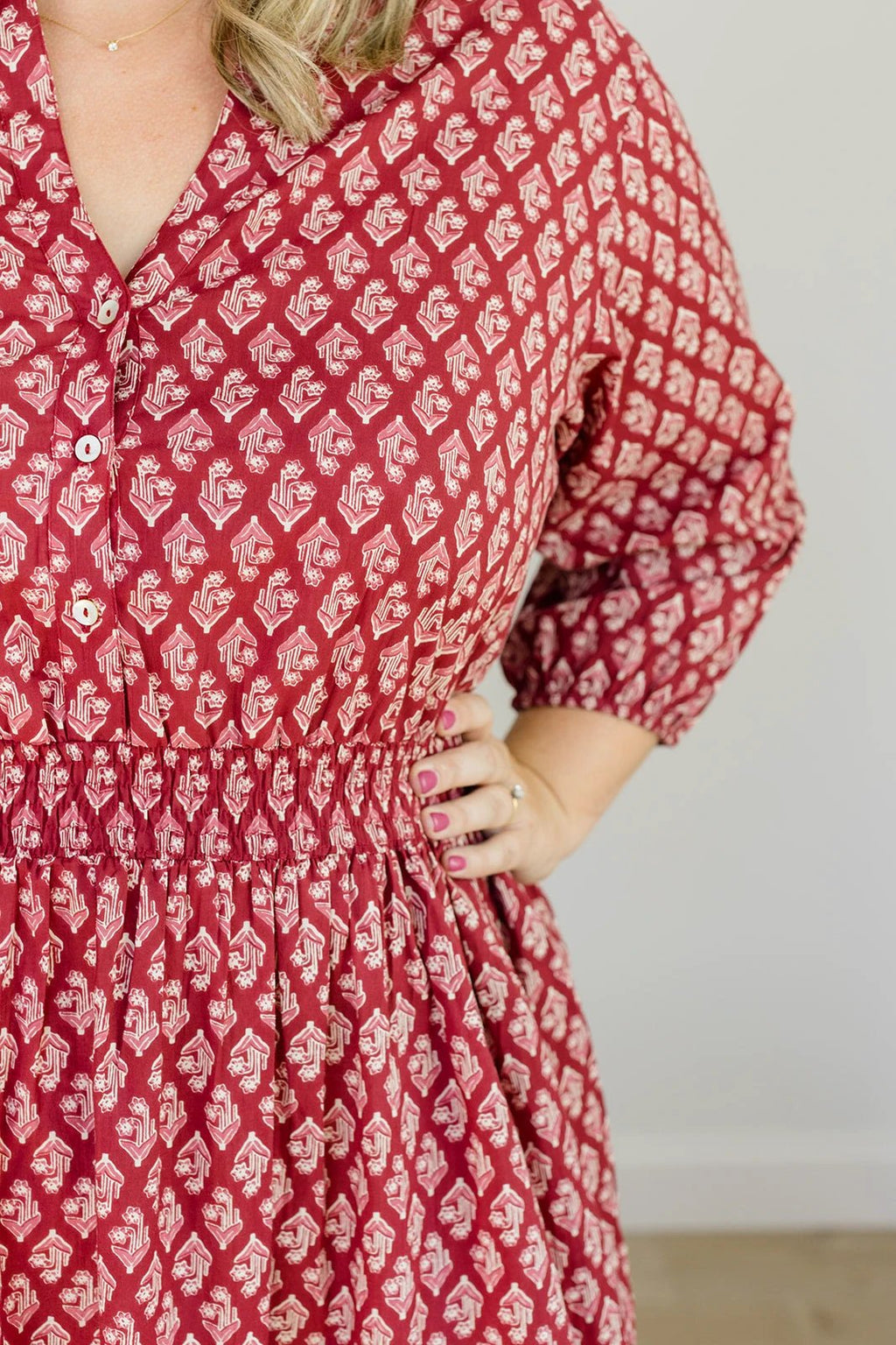 The Francesca Midi Dress in Spiced Merlot by Carla Kiley Collection