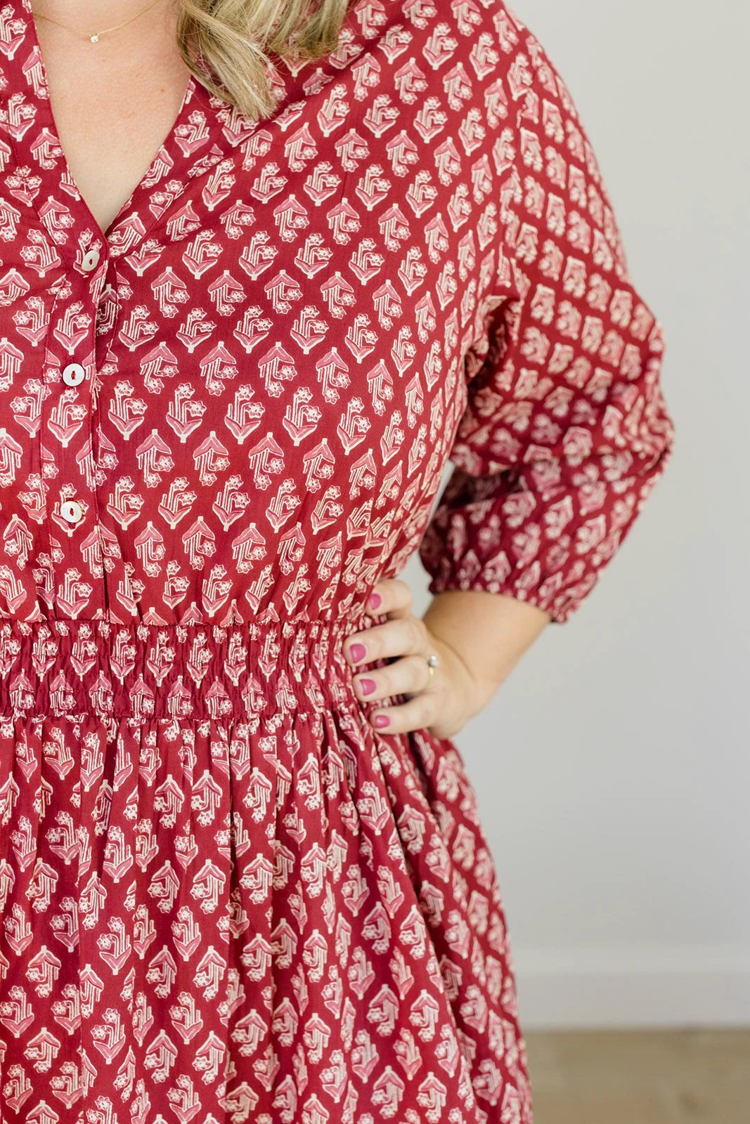 The Francesca Midi Dress in Spiced Merlot by Carla Kiley Collection