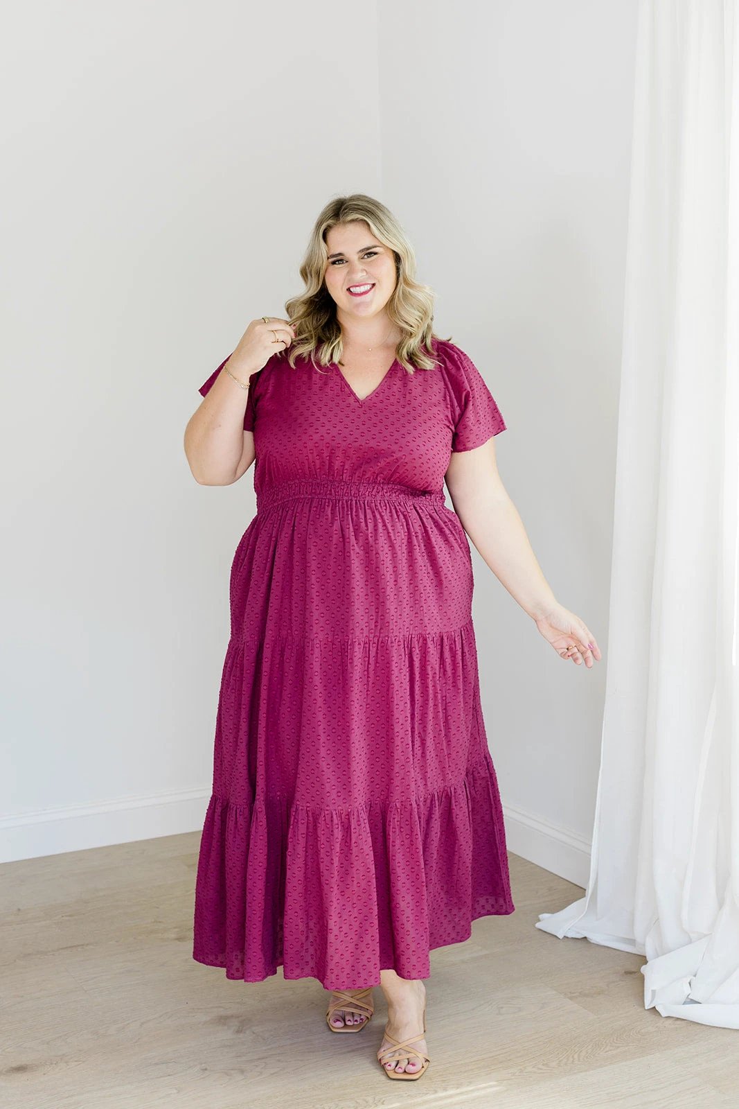 The Sarah Maxi Dress in Sugar Plum Dobby by Carla Kiley Collection