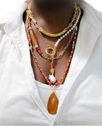 Carnelian and Citrine Multilayer Necklace