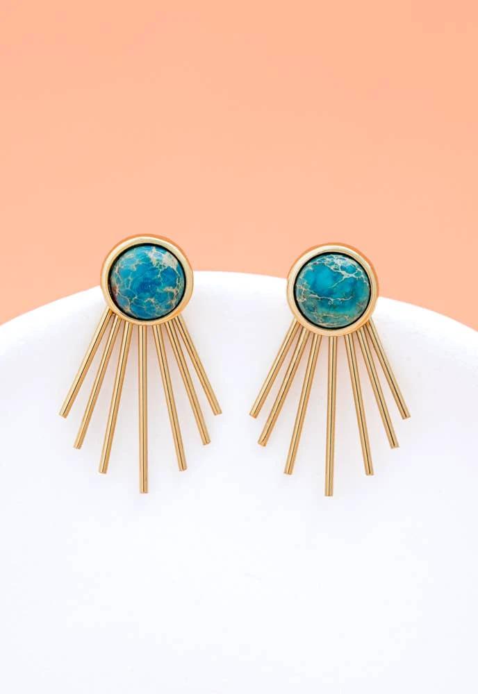 Caroline Emperor Stone Stud & Fringe Earrings by Ethical Trade Co