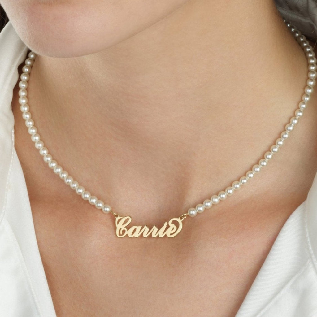 Carrie Full Pearls Name Necklace La Vie Bien Carrie Full Pearls Name Necklace