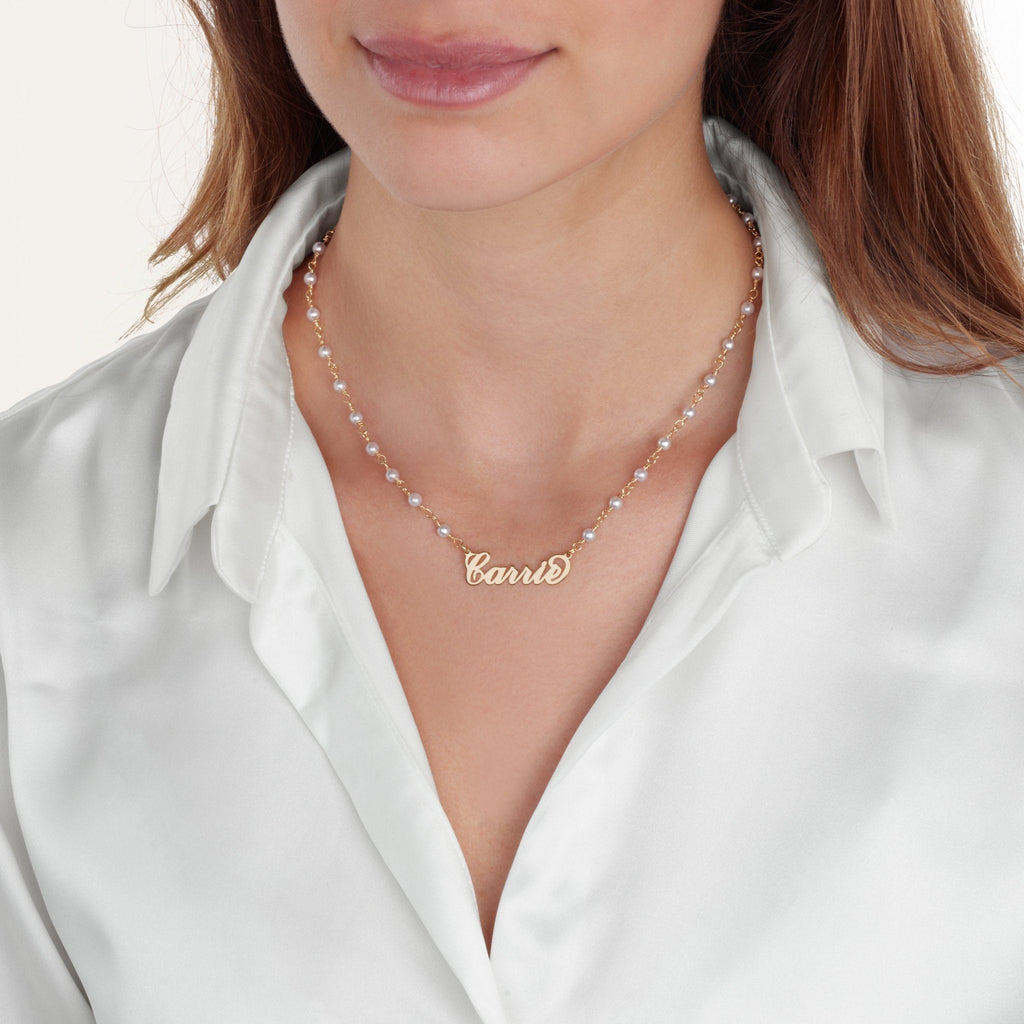 Carrie Pearl Name Necklace La Vie Bien Carrie Pearl Name Necklace