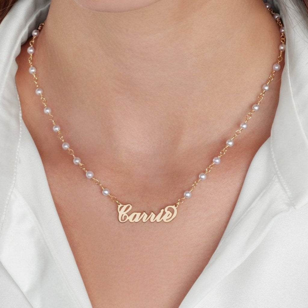 Carrie Pearl Name Necklace La Vie Bien Carrie Pearl Name Necklace