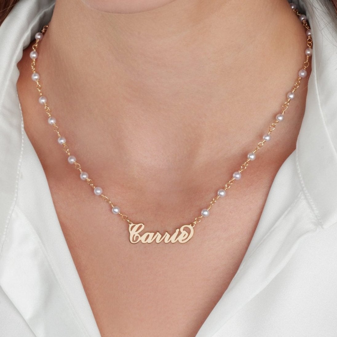 Carrie Pearl Name Necklace La Vie Bien Carrie Pearl Name Necklace