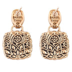 Carved Blue Turquoise Golden Drop Earrings by Barse Jewelry