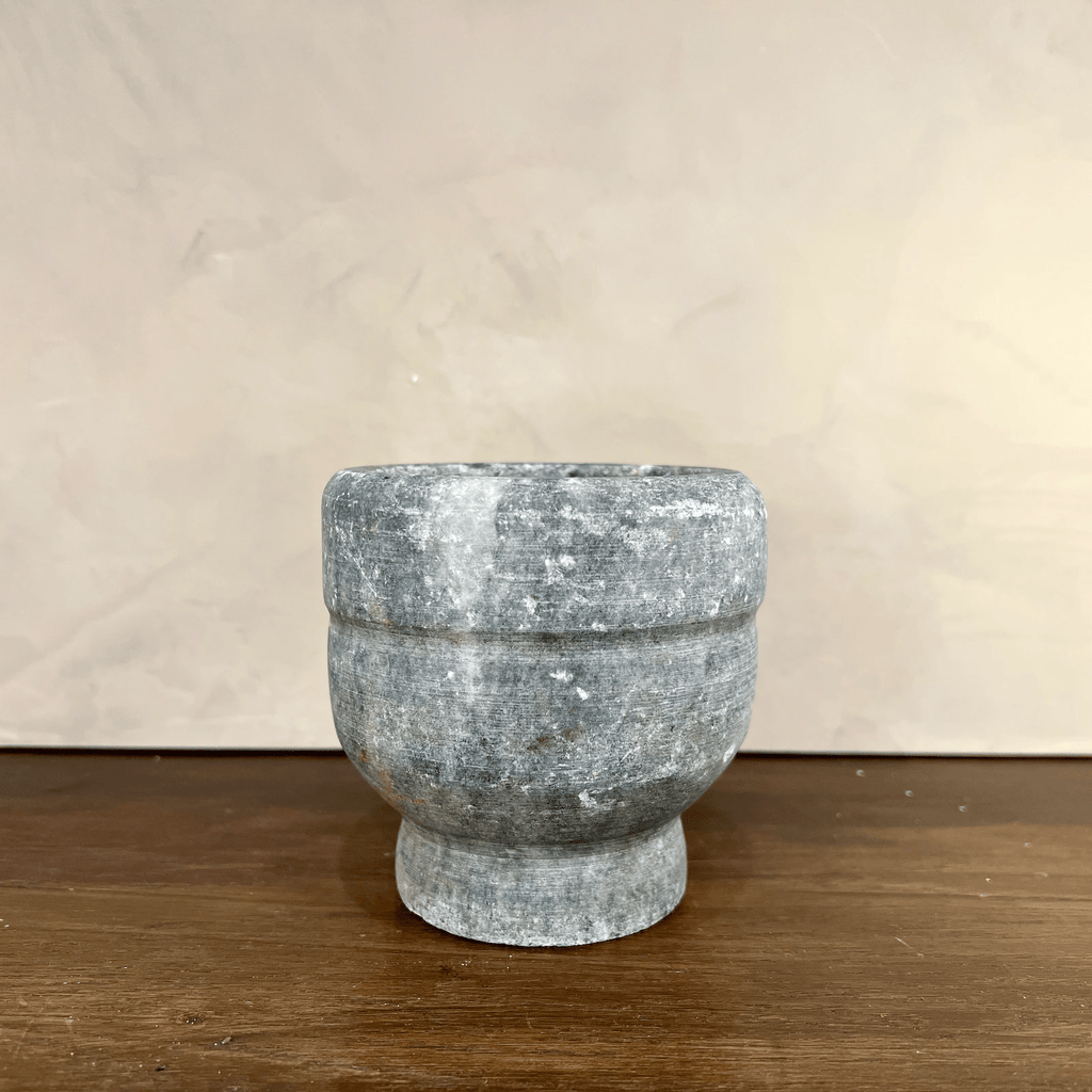 Carved Stone Pedestal Bowl