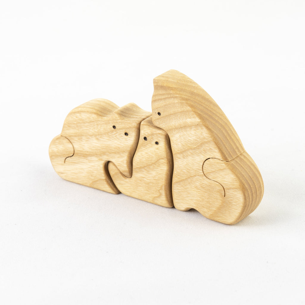 Waldorf Wooden Cats family of 3 puzzle set