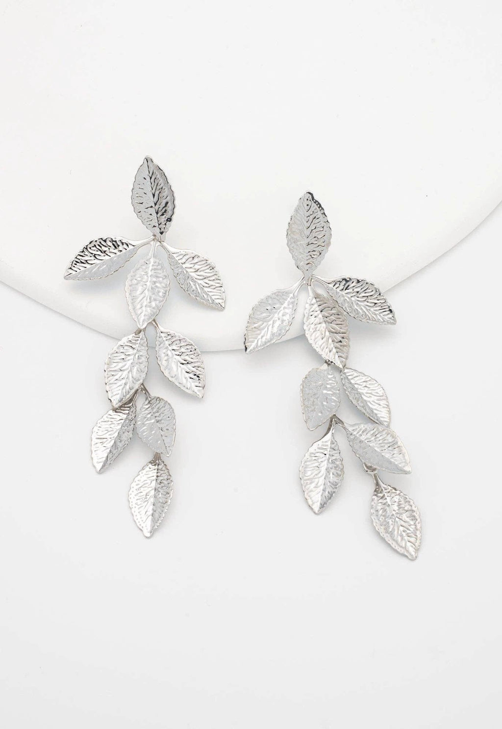 Cascade Leaf Earrings in Platinum