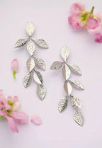 Cascade Leaf Earrings in Platinum