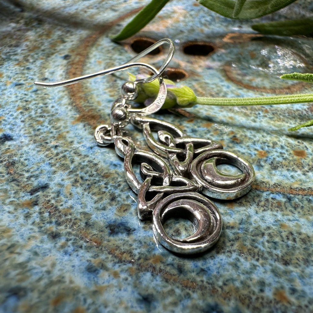 Cassiopeia Celtic Moon Earrings in Sterling Silver Dangle Earrings La Vie Bien Cassiopeia Celtic Moon Earrings in Sterling Silver