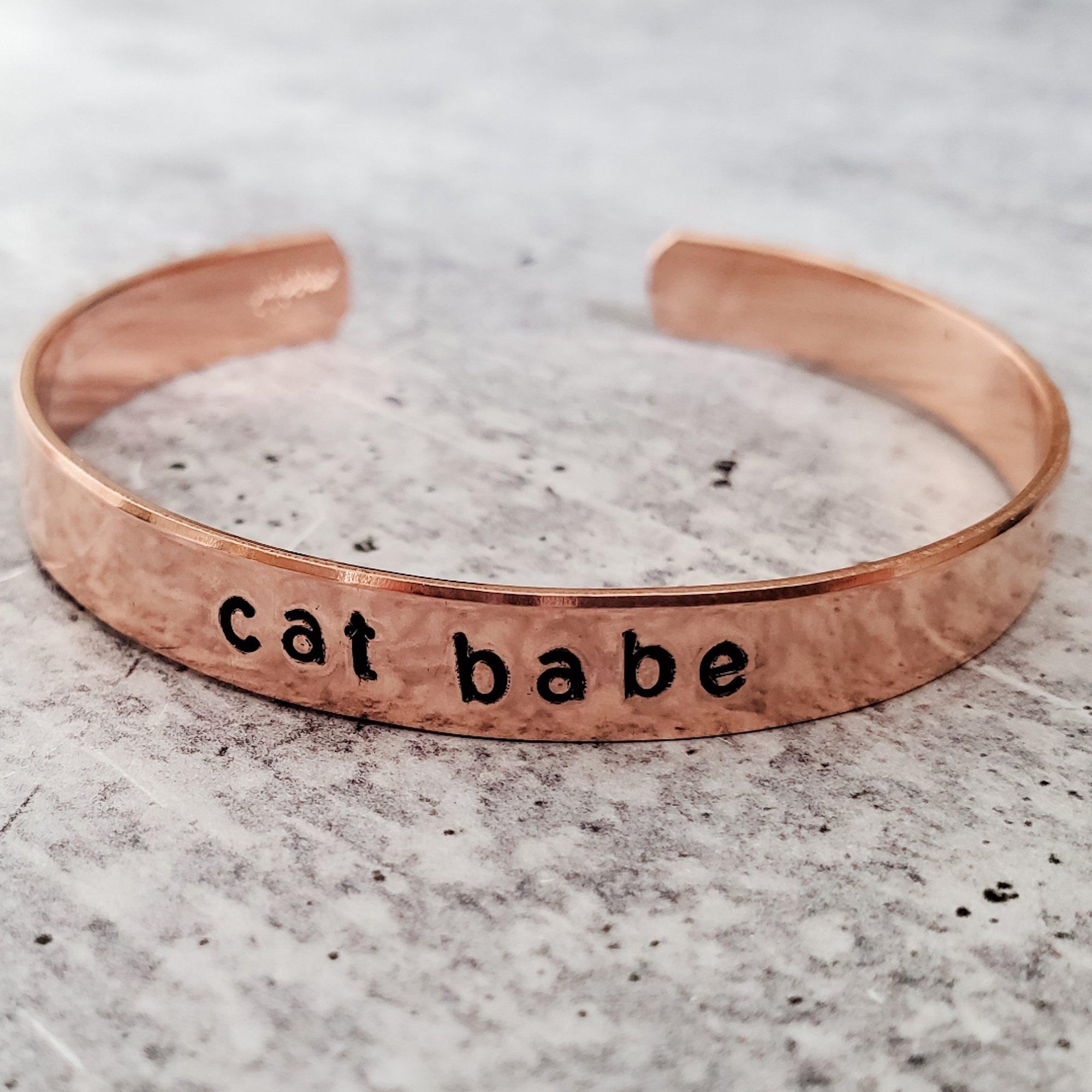 CAT BABE Stacking Cuff Bracelet Stamped Cuffs La Vie Bien CAT BABE Stacking Cuff Bracelet