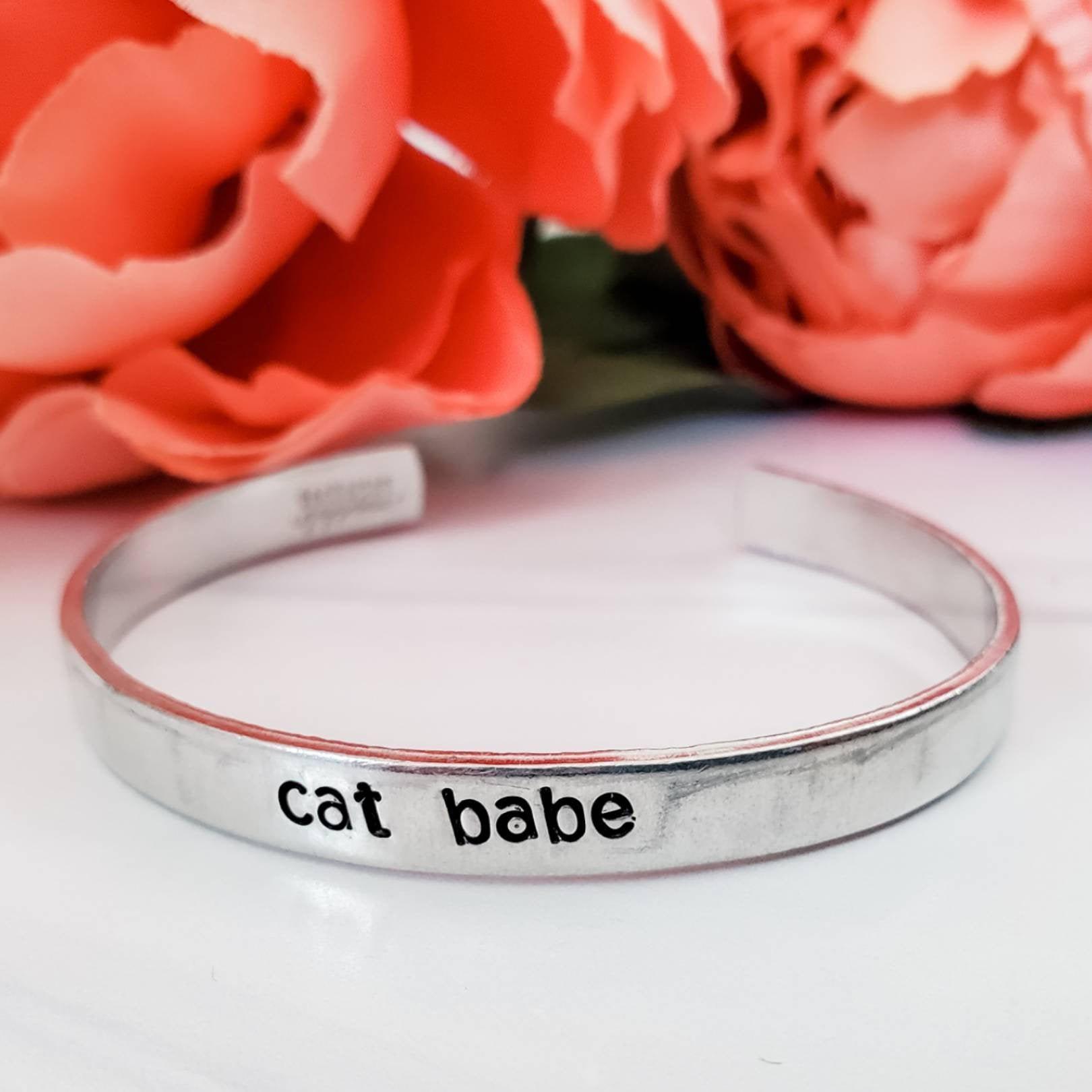 CAT BABE Stacking Cuff Bracelet Stamped Cuffs La Vie Bien CAT BABE Stacking Cuff Bracelet