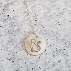 Cat Silhouette Disc Necklace Stamped Necklaces La Vie Bien Cat Silhouette Disc Necklace