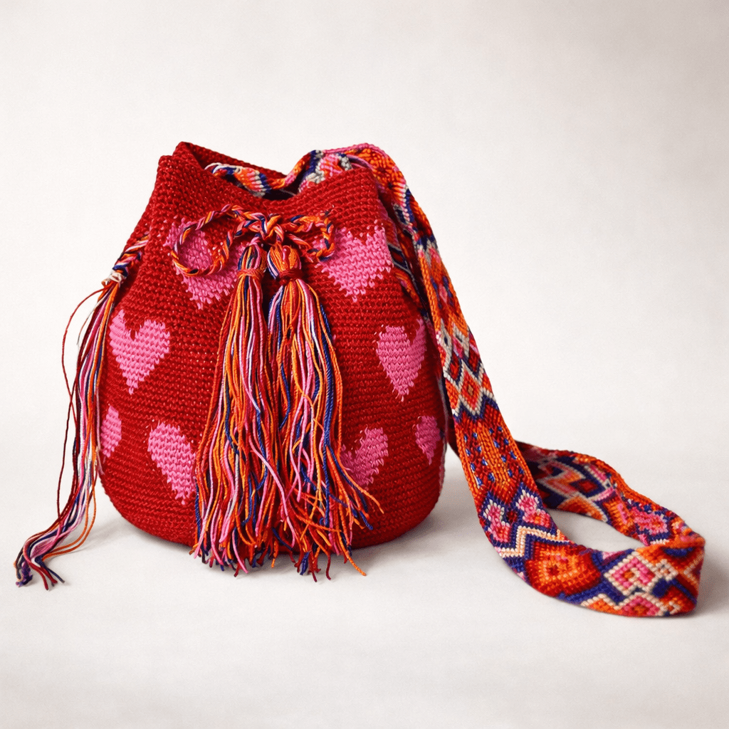 Catalina Hearts Crochet Cross - Body Bag One of a Kind - Mexico Bags La Vie Bien Catalina Hearts Crochet Cross - Body Bag One of a Kind - Mexico