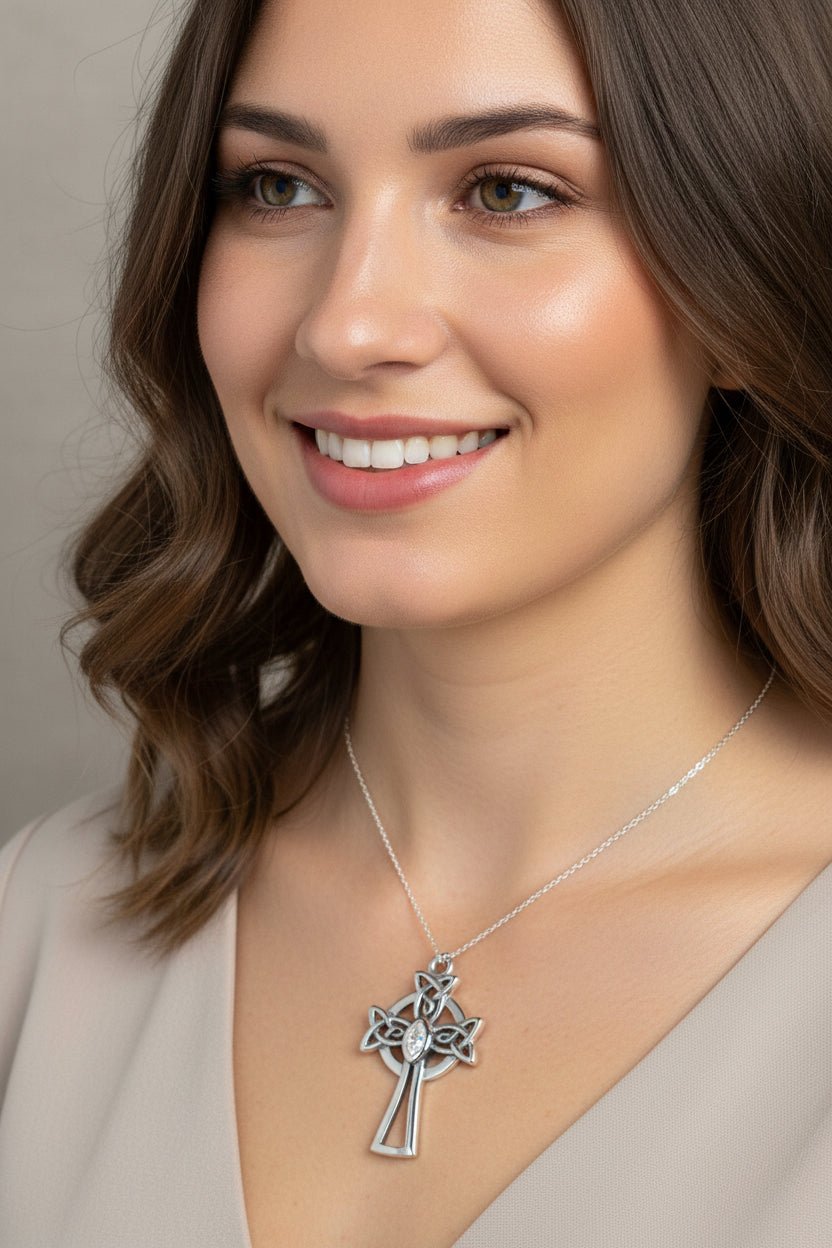 Catherine Celtic Cross Necklace in Sterling Silver Pendant La Vie Bien Catherine Celtic Cross Necklace in Sterling Silver
