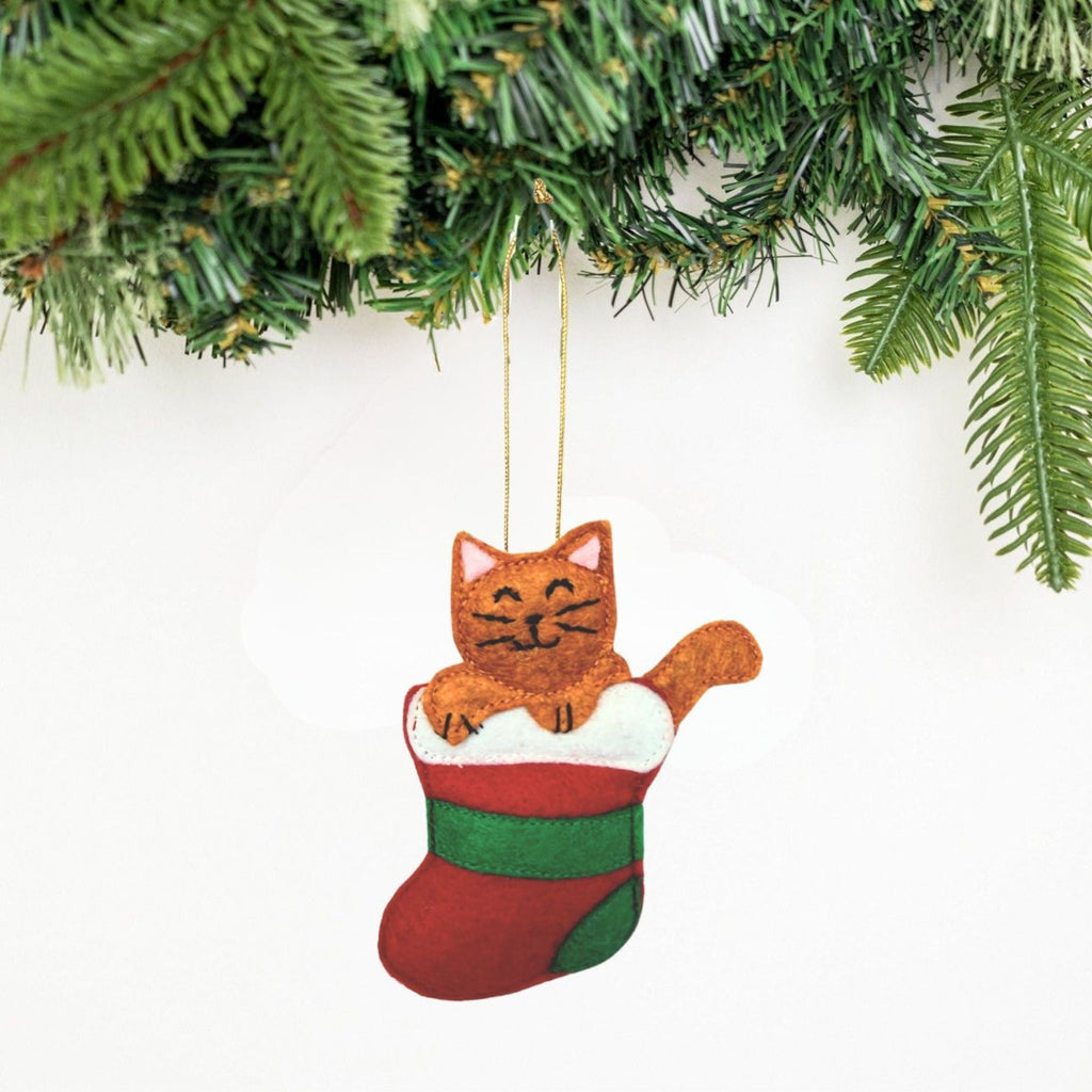 Caught in the Stocking Cat Ornament Holiday La Vie Bien Caught in the Stocking Cat Ornament