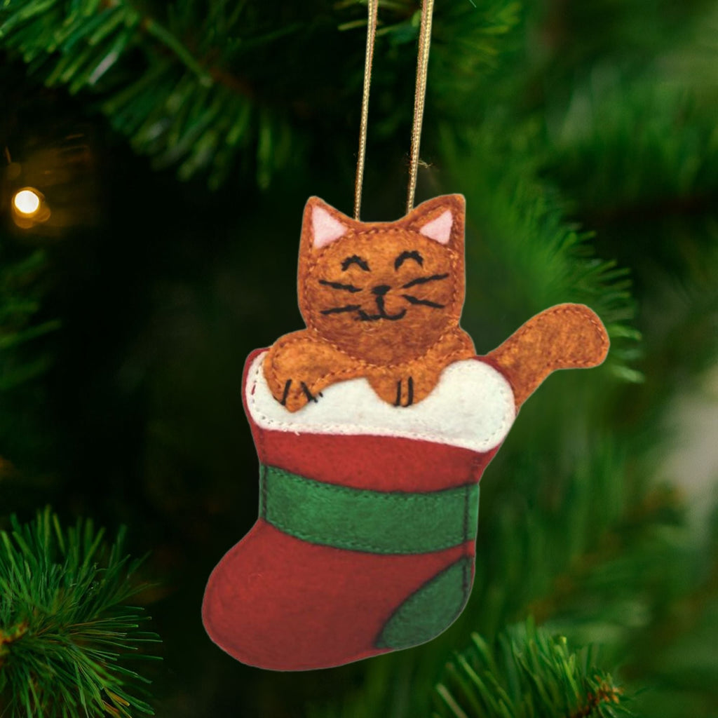 Caught in the Stocking Cat Ornament Holiday La Vie Bien Caught in the Stocking Cat Ornament