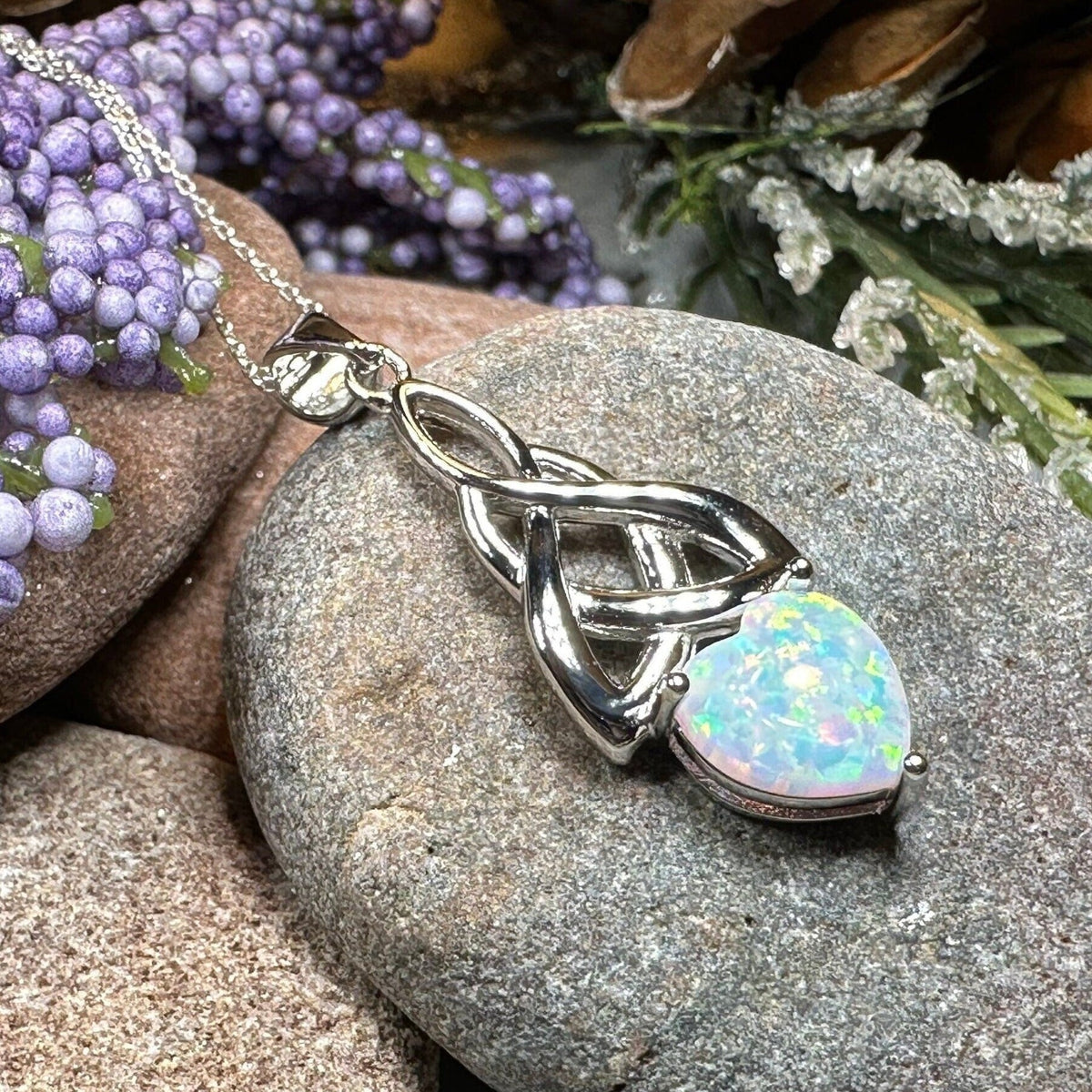 Cayla Opal Celtic Knot Necklace Pendant La Vie Bien Cayla Opal Celtic Knot Necklace