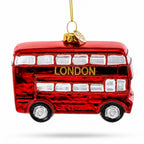 Double Decker Bus, London, UK Glass Christmas Ornament