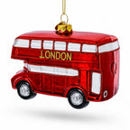 Double Decker Bus, London, UK Glass Christmas Ornament