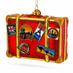 Well-Traveled Suitcase Glass Christmas Ornament
