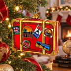 Well-Traveled Suitcase Glass Christmas Ornament
