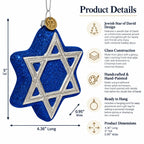 Jewish Star of David Glass Christmas Ornament