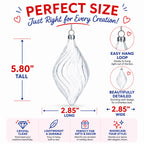 Set of 3 Clear Glass Swirl Christmas Ornaments 5.8 Inches