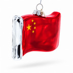 Waving Flag of China Glass Christmas Ornament