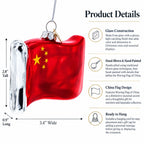 Waving Flag of China Glass Christmas Ornament