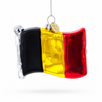 Waving Flag of Belgium Glass Christmas Ornament