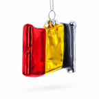 Waving Flag of Belgium Glass Christmas Ornament
